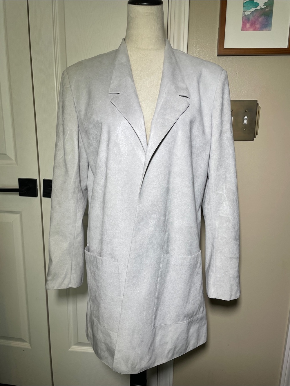 Vintage Charles Klein Ultrasuede Blazer Jacket Gray Open Front Size Medium